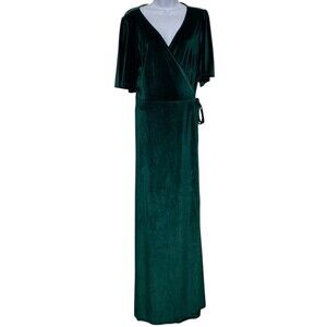 Baltic Born Wrap Dress Plus Size XXXL Emerald Green Velvet Maxi Fairy Bridesmaid